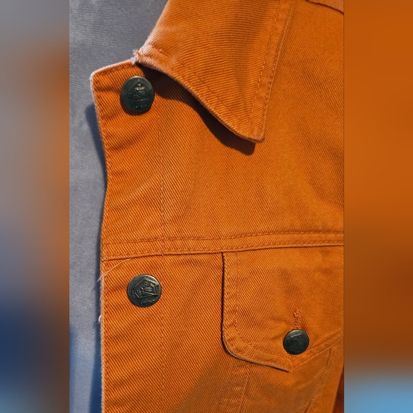 Medium weight Orange Denim Jacket - Picture 2 of 7